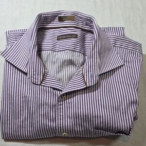 Peter Millar Purple/White Striped Men's Shirt Men's XL Button-Down Long Sleeve